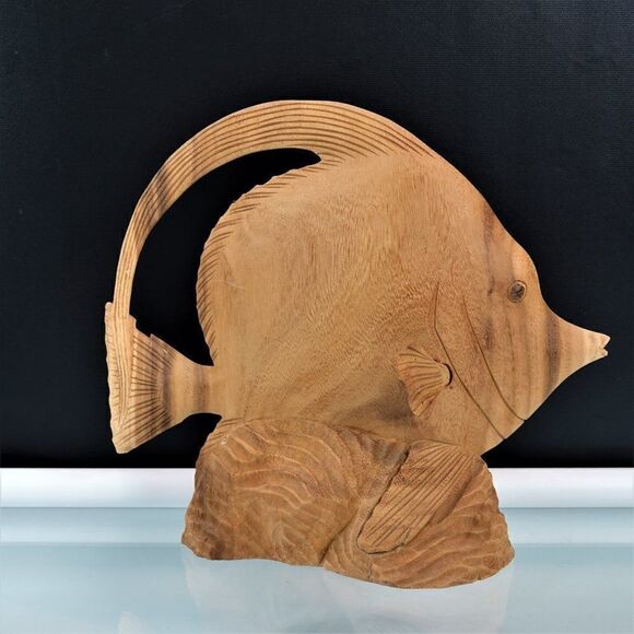 Tropical Oceanic Fish Wood Carved Aquatic Home - Picture 1 of 12